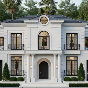 Noble Facade: A White Villa Extravaganza