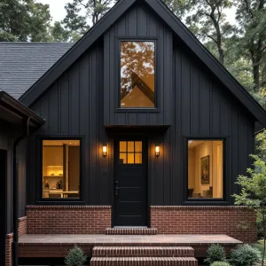Gabled Noir Cottage with Brick Trimmings