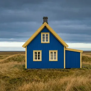 Azure Dune Cottage Under Brooding Skies