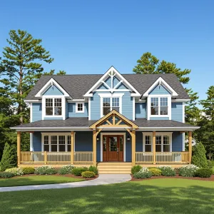 A Symphony of Blue and Timber Delight