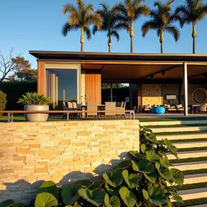 Tropical Terrace with a Palm-Top Crown