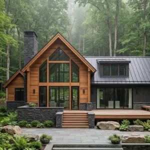 Woodland Gable Stone Courtyard Home