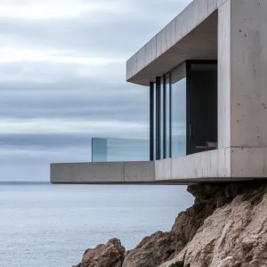 Minimalist Concrete Structure With Panoramic Windows