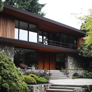 Chic Mid Century Refuge Cloaked in Woodland Charm