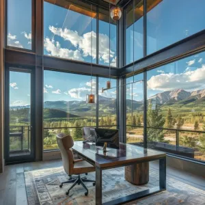 Multi-level Split Office Facing Mountains
