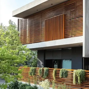 Modern Marvel With Wooden Louvers