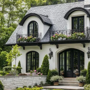 Preview of Elegant White House with Charming Balconies