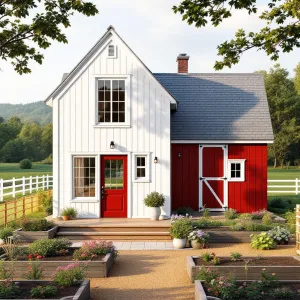 Rustic Retreat with a Splash of Red