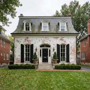 Weathered Brick Mansard Courtyard Home