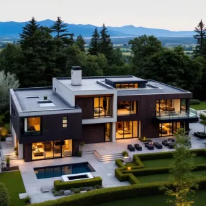 Contemporary Cube with a Scenic Hearth