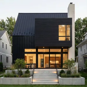 Bold Courtyard House With Charcoal Roof
