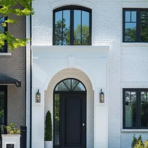 Elegant White Brick House With Grand Entrance