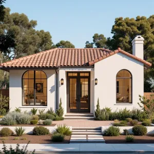 Terracotta Cool: Breezy Bungalow with Arched Windows and Sun-Ready Roof