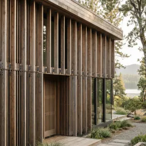 Lakefront Vertical Slatted Retreat