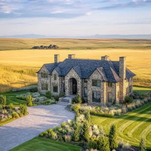 Luxury Stone Manor Amidst Golden Fields