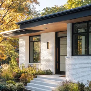 White Painted Brick With Natural Wood Accents