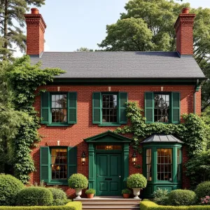 Brick Beauty with Green Shutters