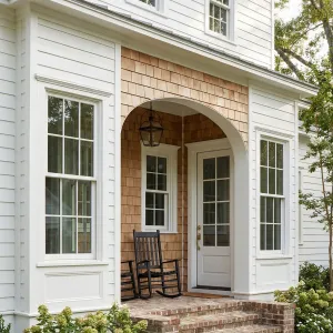 Timeless Porch With Brick And Shingles