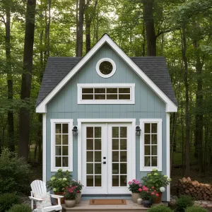 Coastal Blue Paned-Gable Workhut