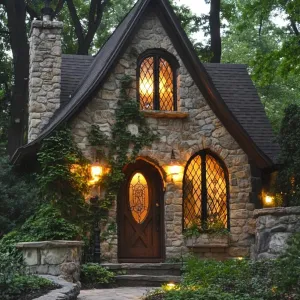 Preview of Whimsical Stone Cottage Illuminated by Twilight