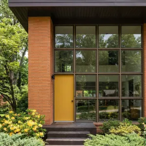 Golden Door Gridded Glass Modernist