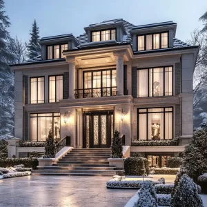 A Snow-Kissed Mansion of Elegance