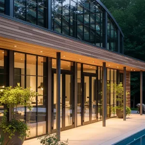 Glass Pavilion by the Pool’s Edge