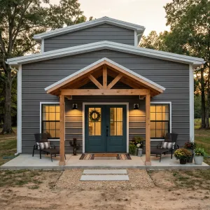 Teal Door Timber Porch Barndo