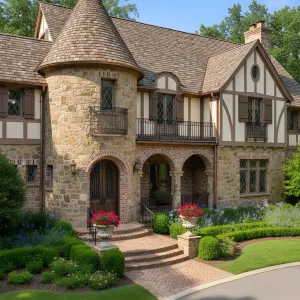 Weathercock-Topped Stone Turret Manor
