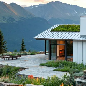 White Corrugated Metal With Green Roofs