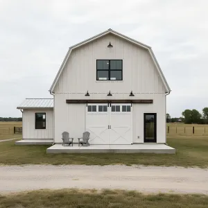 Cream-Clad Gambrel Porchfront