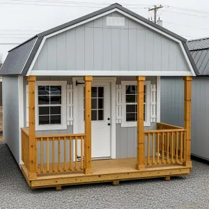 Stylish Sapphire Shed With Charming Porch