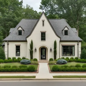Ivory-Brick Steeped Gable Residence