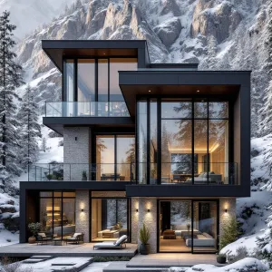 Glass Fortress on Snowy Slopes