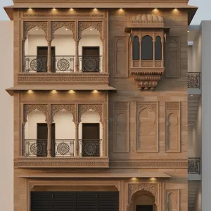 Carved Sandstone Haveli Frontage
