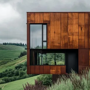 Industrial Steel Structure With Natural Wood Cladding