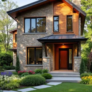 Whimsical Stone Cottage with Wood Accents