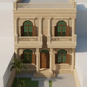 Regal Sandstone Manor With Balcony Charm