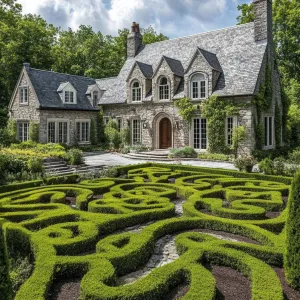 English Manor With a Manicured Garden Maze