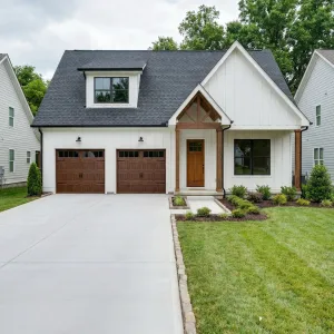 Suburban Gable Garage With Timber Accents