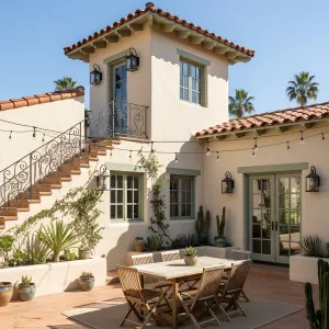 Sage-Framed Windows With Terra-Cotta Calm