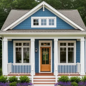 Dazzling Sapphire Cottage with a Cheery Wooden Door