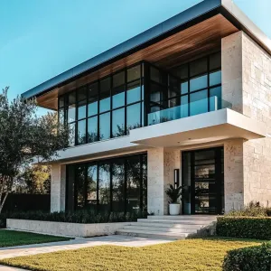 Modern Architectural Delight with Stone and Glass