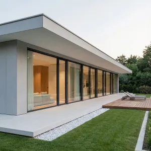 Glass Gallery Bungalow With Floating Eave