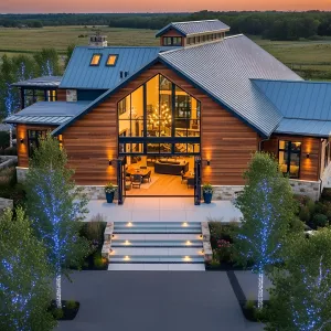 LED-Lit Barn Delight Under Sunset’s Embrace
