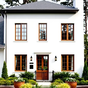 Elegant White Manor with Wooden Flair