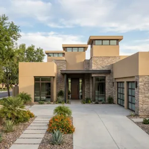 Stacked Stone Lightwell Adobe Residence