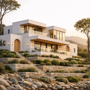 Terraced Nordic Cliffside Sanctuary