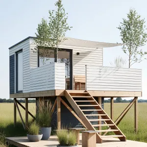 Stilted Sanctuary with Sunlit Steps