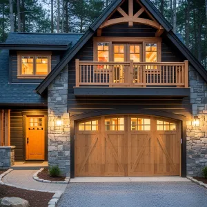 Rustic Charcoal Retreat with Warm Wooden Flair